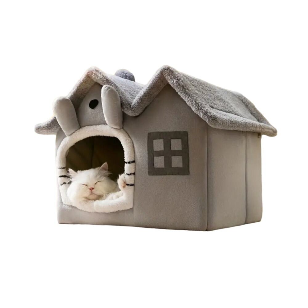 Plush Washable Small Pet Cat Dog House Large  Light dark Gray Pet Condo Bed